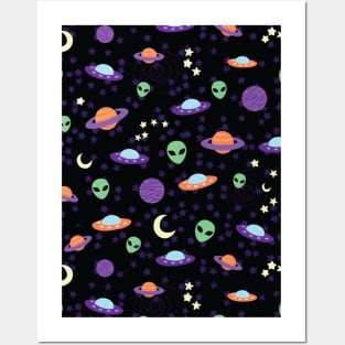 UFO Alien In Space Posters and Art